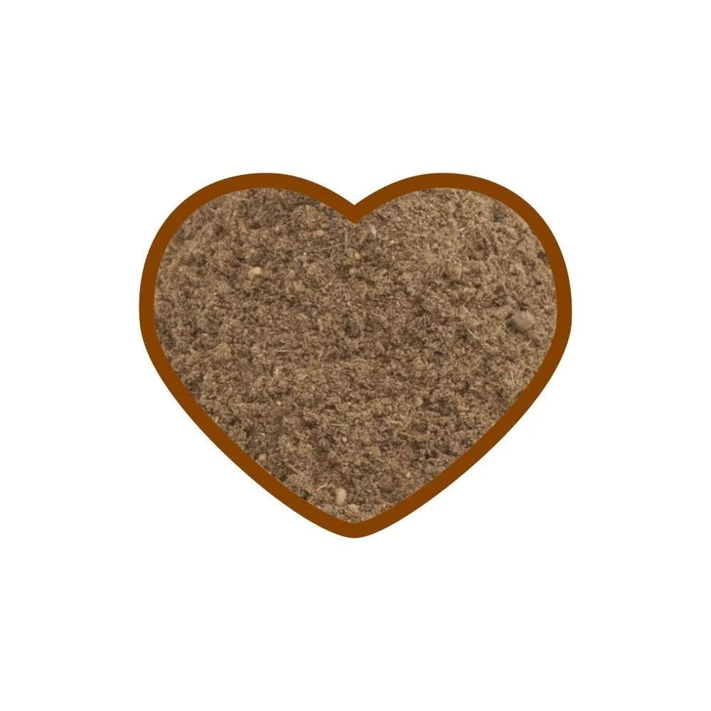 Ein Foto des Ergänzungsfuttermittels entoVITAL DOG stop&go für Hunde. Unterstützt die natürliche Regulierung der Darmflora. Das Foto stellt das Pulver in seiner braunen Farbe dar